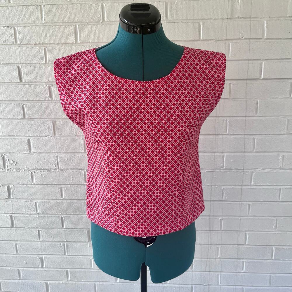 Vintage 70s handmade red polyester top